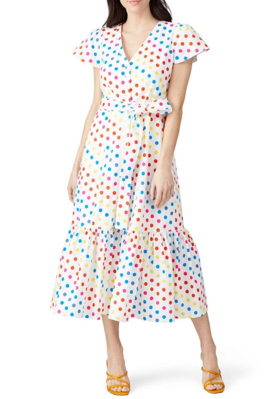 Color Me Courtney Dipping Dot Minnie Dress Polka Dot White Multi Womens Size 2